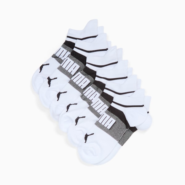 Chaussettes courtes allongées tissu bouclette Femme (6 paires), WHITE / BLACK, extralarge